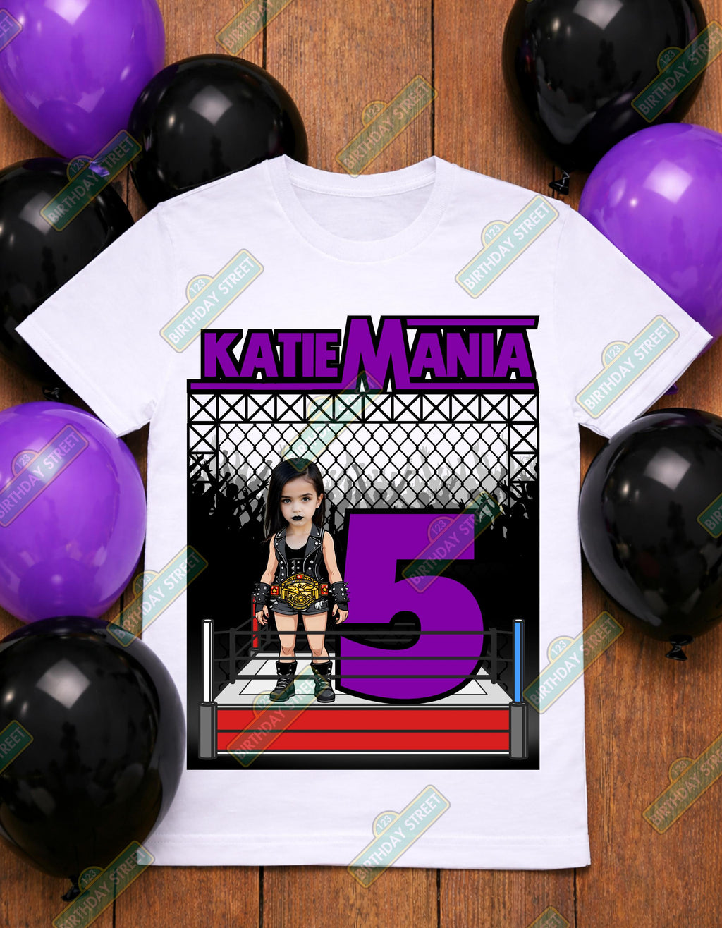 Custom Wrestling Birthday Shirt with Photo | Personalized Kids Birthday Tee | Champion Birthday Shirt | Any Age Boy or Girl