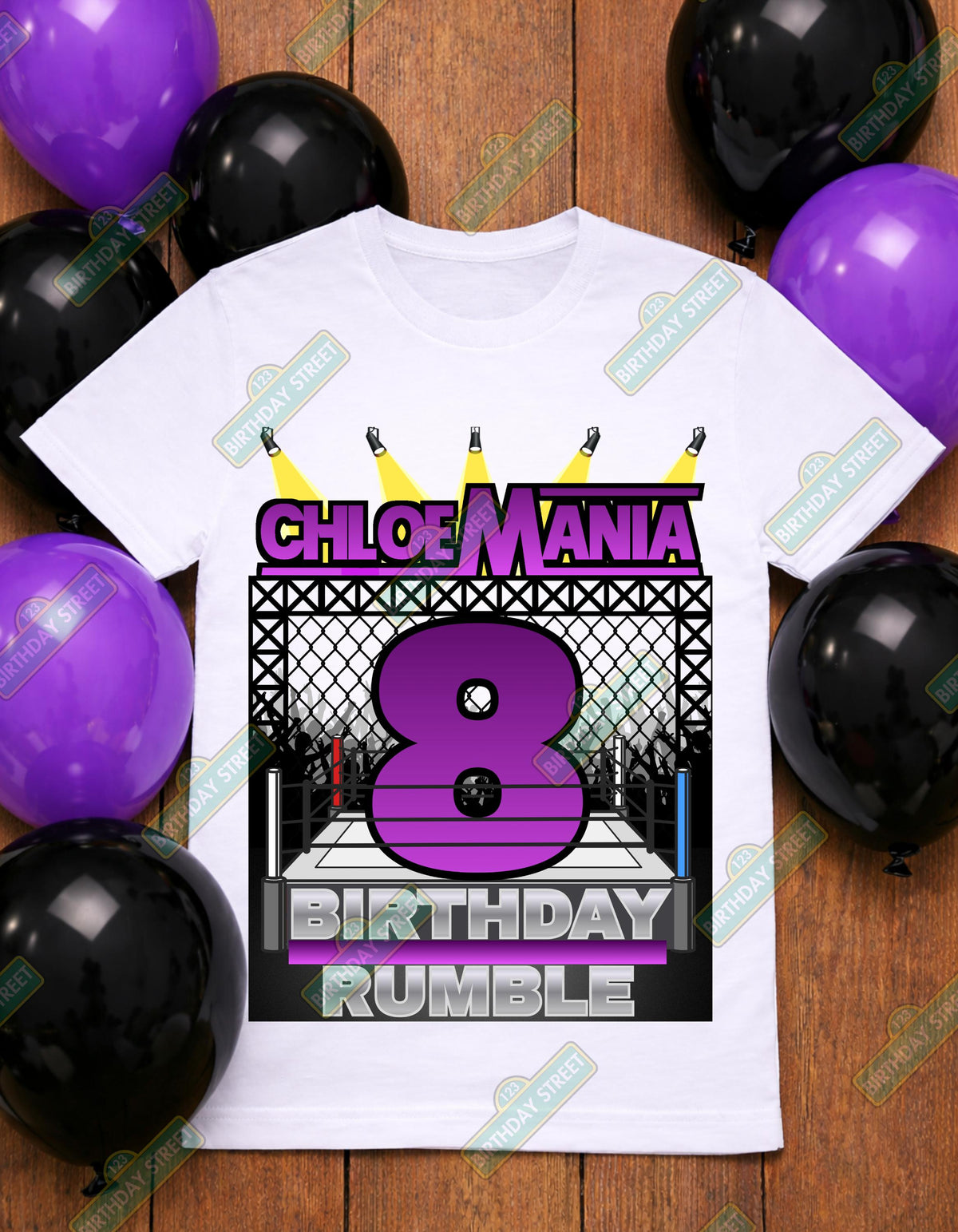 Wrestling Birthday Shirt, Custom Name Age Birthday Rumble Tee, Kids Wrestling Party Shirt