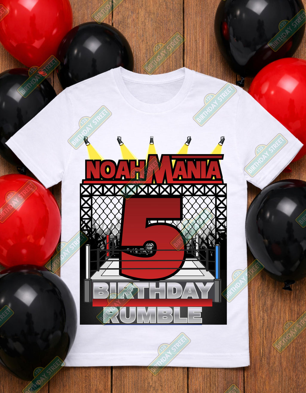 Wrestling Birthday Shirt, Custom Name Age Birthday Rumble Tee, Kids Wrestling Party Shirt