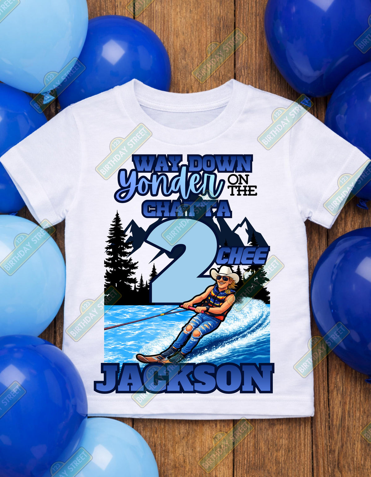 Custom Chatta-Two-Chee Tee - Way Down Yonder on the Chattahoochee Birthday Shirt – River Birthday Shirt – Waterski Birthday Party Tee