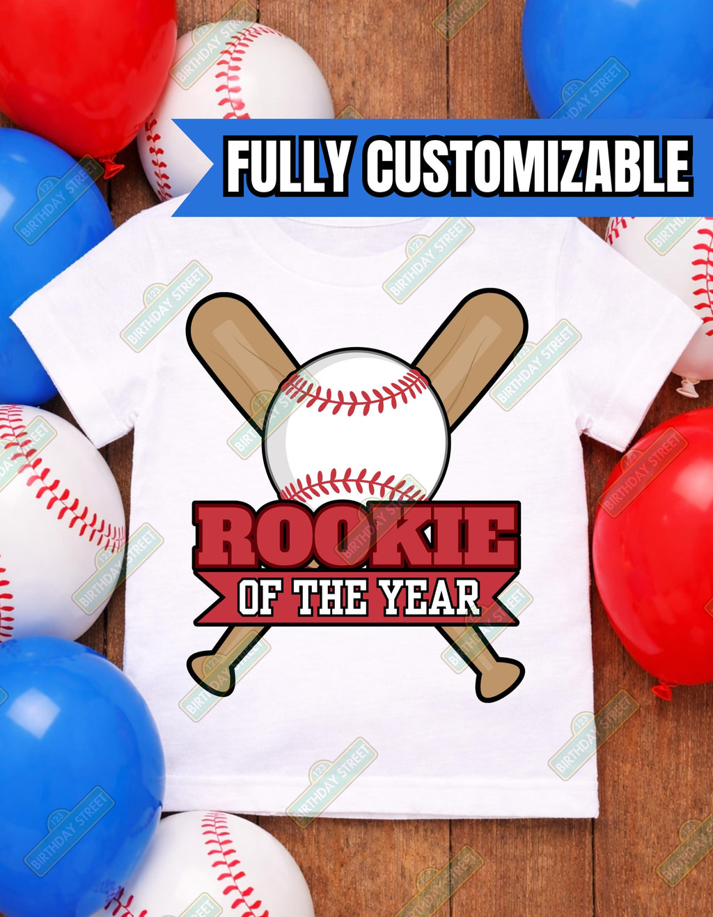 Rookie of the Year Custom Baseball Birthday Tee - 1st Birthday Shirt - Baseball Shirt - Custom Name Shirt - Custom Birthday Shirt