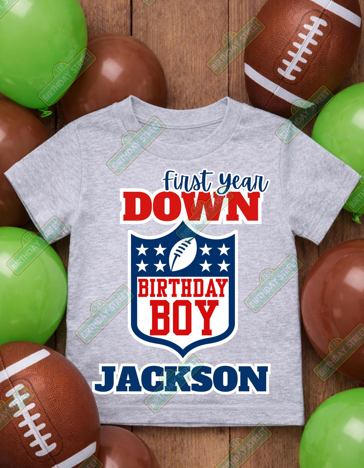 First Year Down Custom Football Birthday Tee - 1st Birthday Shirt - Football Birthday Shirt - Custom Name Shirt - 1st Down Shirt