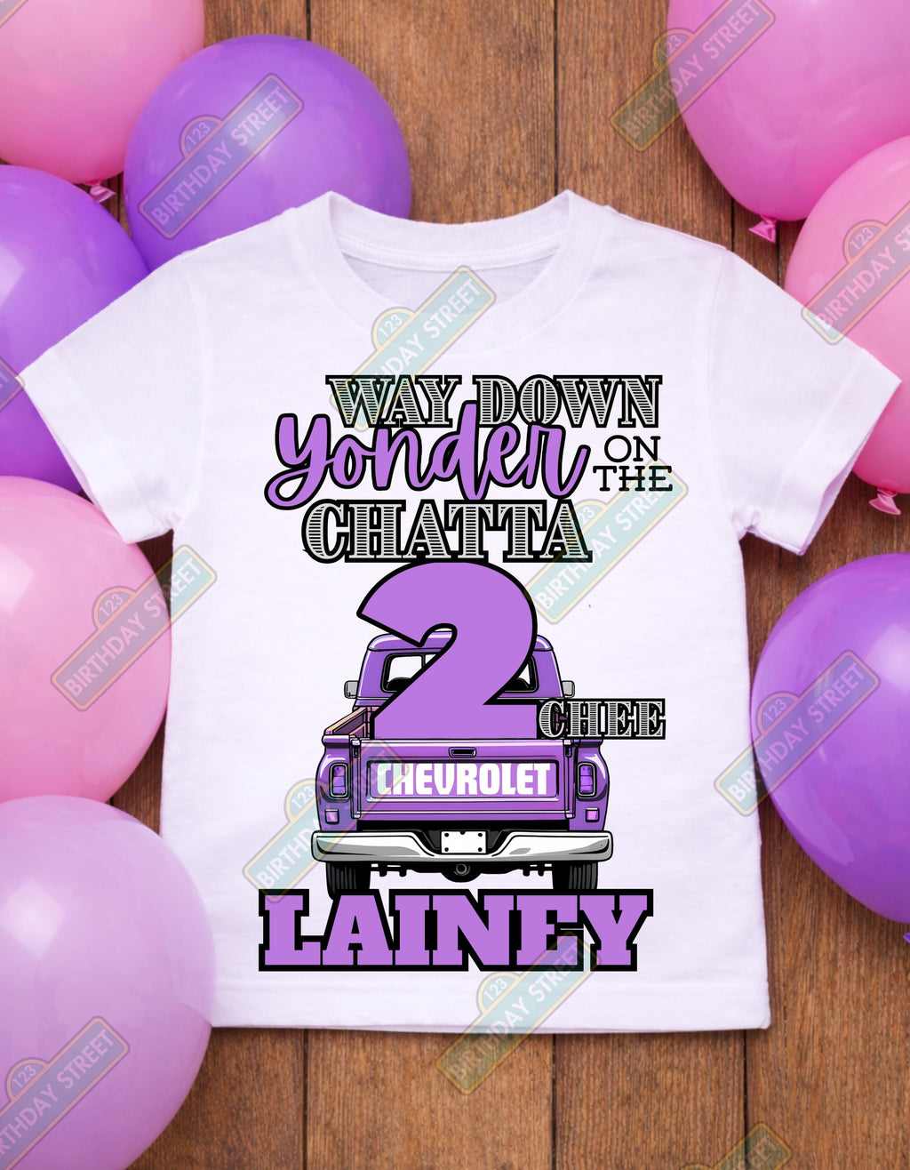 Way Down Yonder on the Chattatwochee Birthday Shirt – Custom Name Tee – Country Music Birthday Shirt – 2nd Birthday - Girl Style