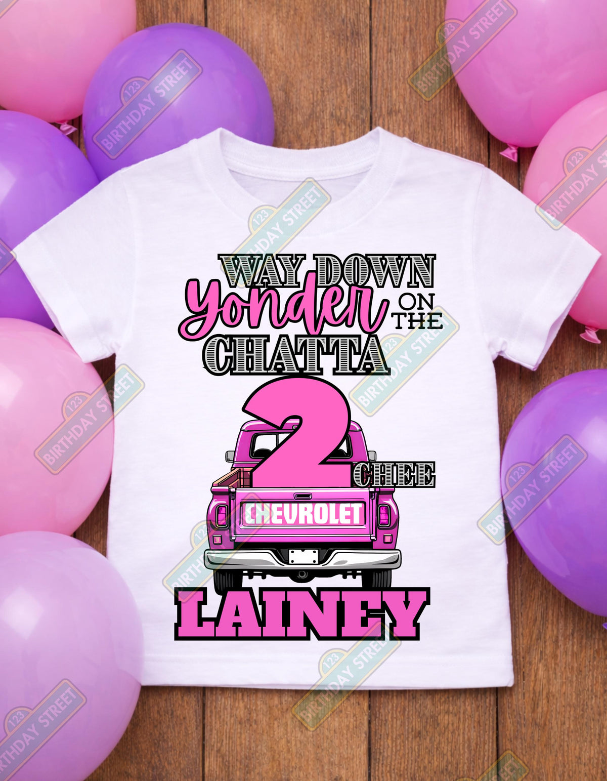 Way Down Yonder on the Chattatwochee Birthday Shirt – Custom Name Tee – Country Music Birthday Shirt – 2nd Birthday - Girl Style
