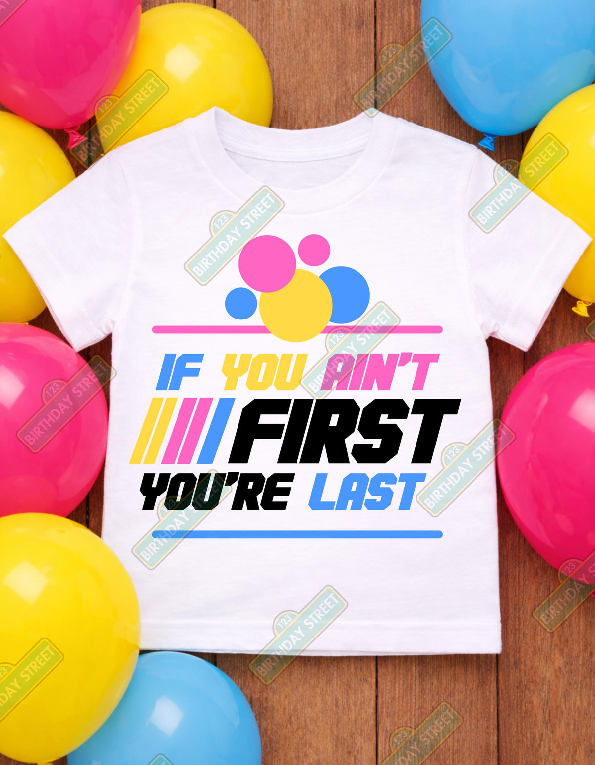If You Ain't First You're Last - Custom Girl's First Birthday Tee - 1st Birthday Shirt - Racing Birthday Shirt - Custom Name Shirt