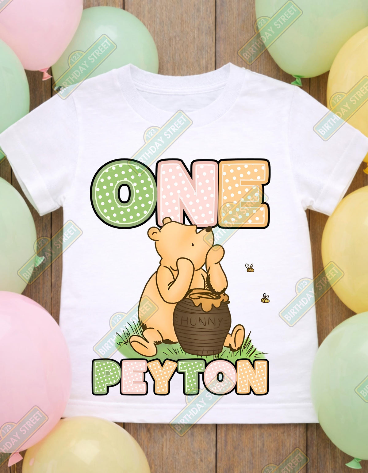 Custom Winnie-The-Pooh Birthday Tee or Onesie - First Birthday Tee - 1st Birthday Shirt - Pooh Shirt - 100 Acre Wood Shirt - Custom Name