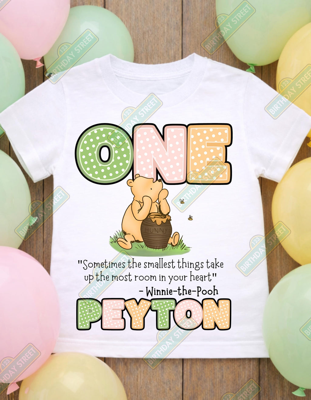 Custom Winnie-The-Pooh Birthday Tee or Onesie - First Birthday Tee - 1st Birthday Shirt - Pooh Shirt - 100 Acre Wood Shirt - Custom Name