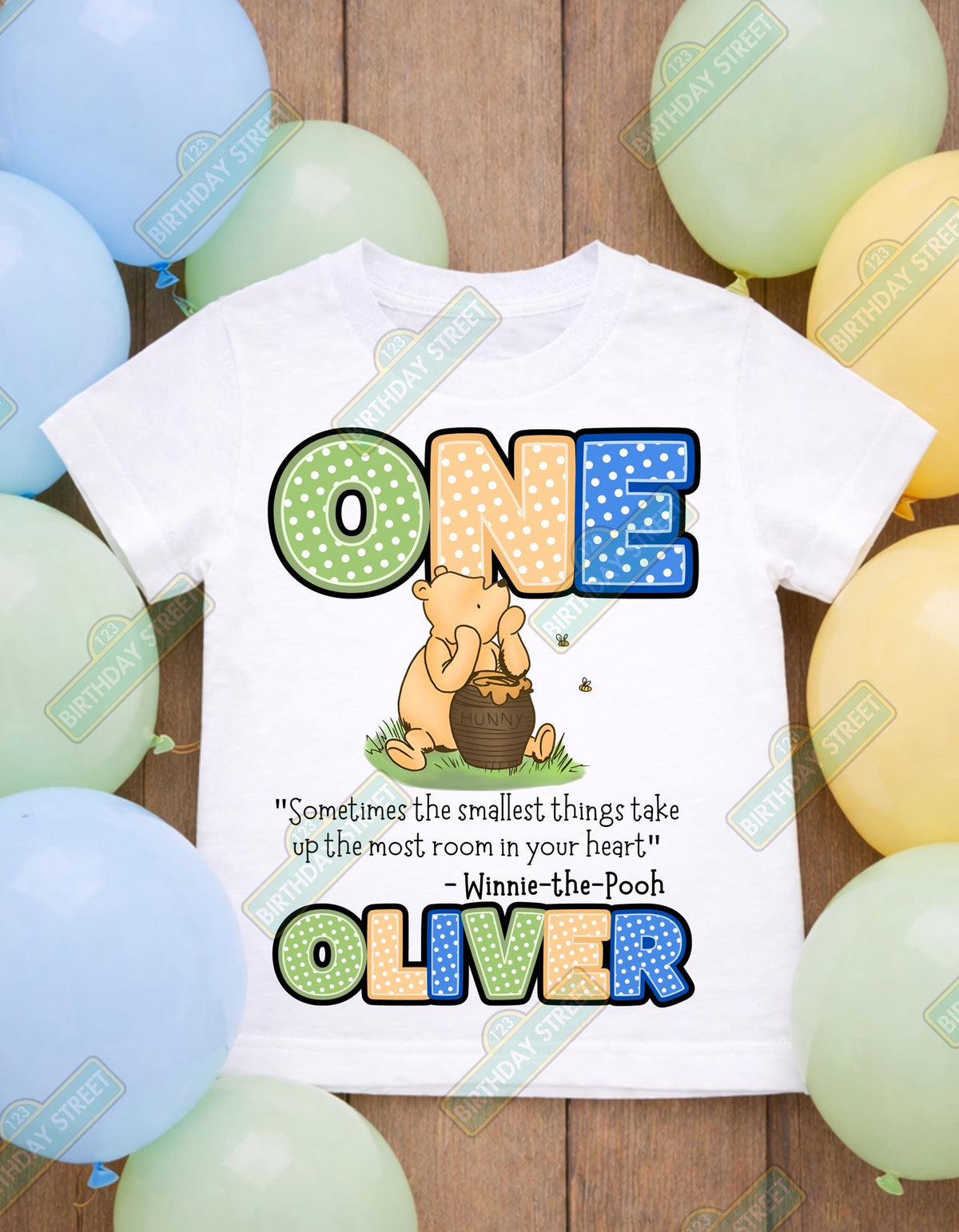 Custom Winnie-The-Pooh Birthday Tee or Onesie - First Birthday Tee - 1st Birthday Shirt - Pooh Shirt - 100 Acre Wood Shirt - Custom Name