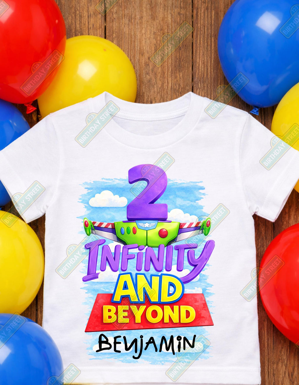 Two Infinity and Beyond Custom Second Birthday Tee - 2nd Birthday Shirt - Custom Name Shirt - Sheriff Birthday Shirt - Space Ranger Birthday