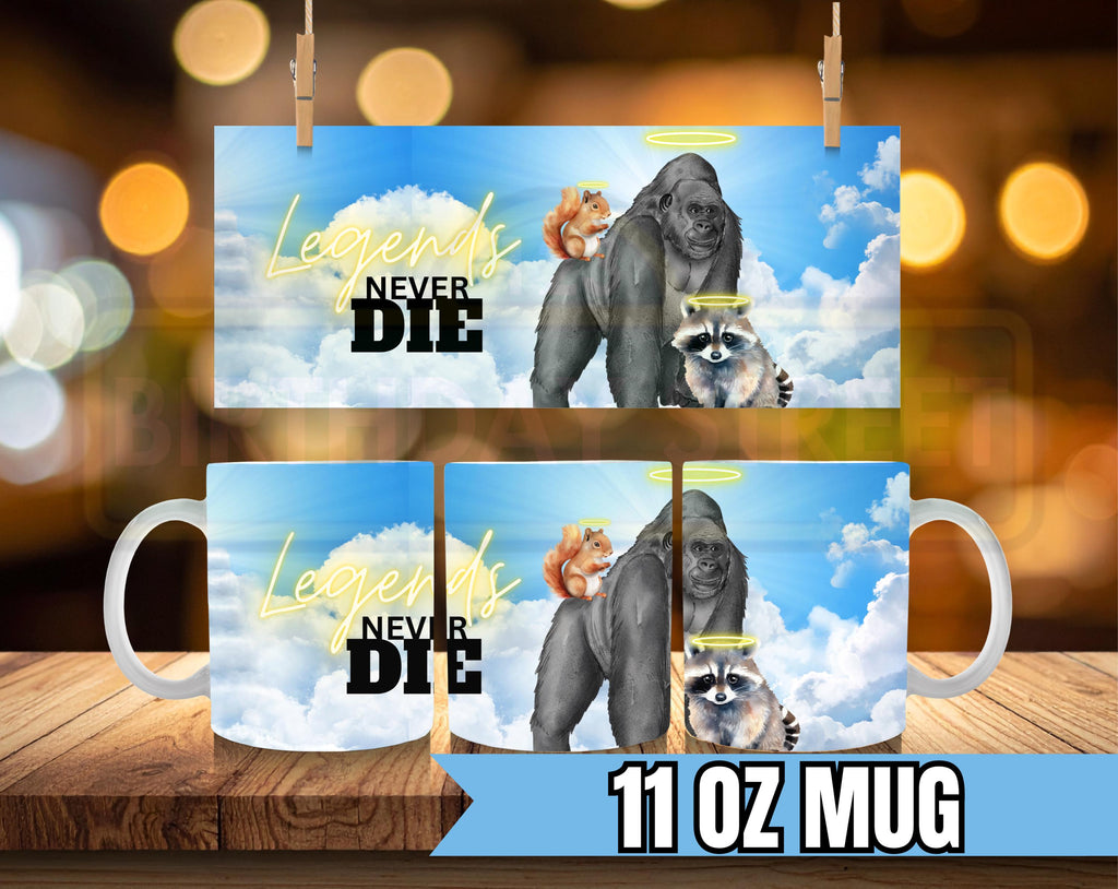 Harambe, Peanut and Fred - Legends Never Die Ceramic Mug - Perfect Gift for Animal Lovers, Unique Coffee Cup, Birthday, Nature Lover