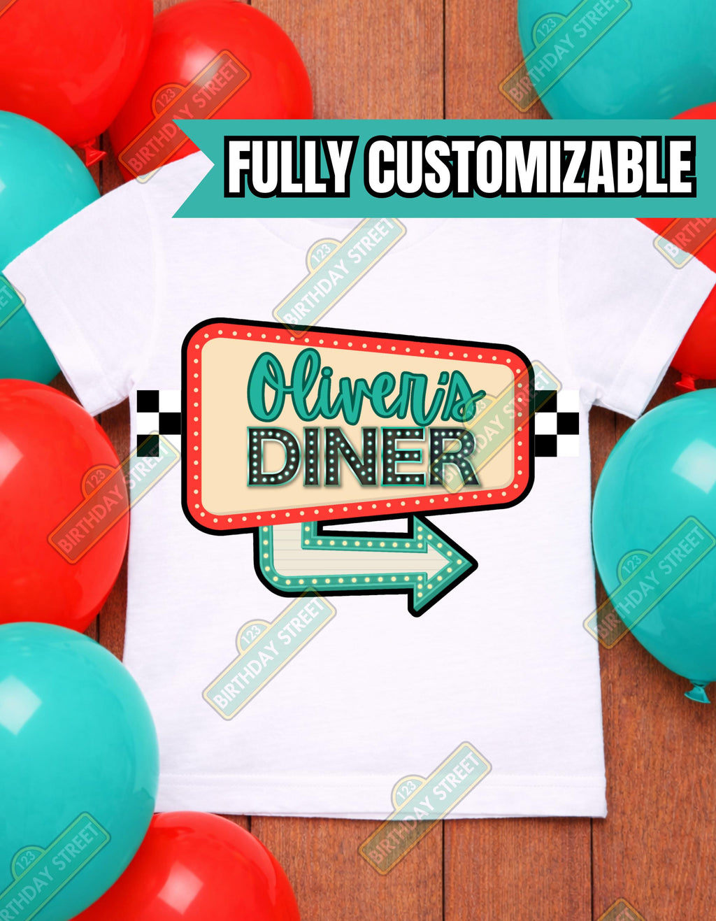Custom 50s Diner Birthday Shirt, Retro Name Shirt, Vintage Diner Party Tee, Kids Birthday Outfit, Rockabilly Birthday Theme, Personalized