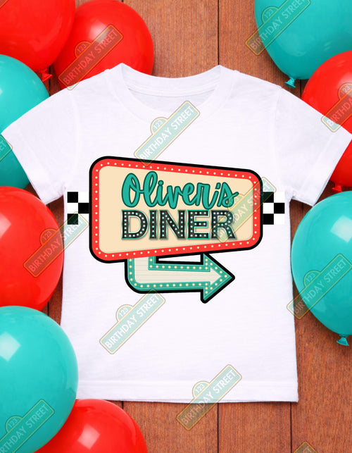 Custom 50s Diner Birthday Shirt, Retro Name Shirt, Vintage Diner Party Tee, Kids Birthday Outfit, Rockabilly Birthday Theme, Personalized