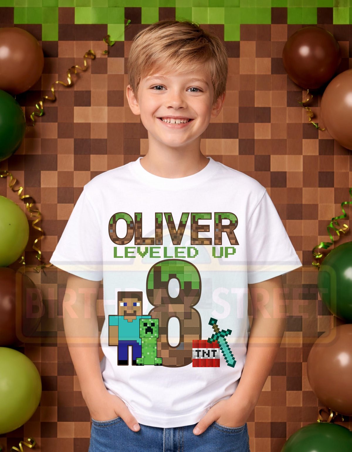 Leveled Up Birthday Shirt – Gamer Birthday Shirt – Pixel Video Game Birthday Tee – Custom Name Age Kids Gamer Party Shirt