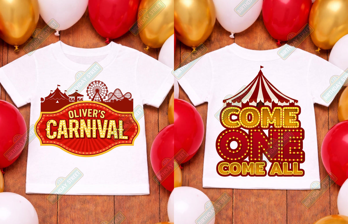 Carnival First Birthday Shirt, Come One Come All, 1st Birthday Outfit Boy, Circus Birthday Shirt, Custom Name Carnival Shirt, First Birthday