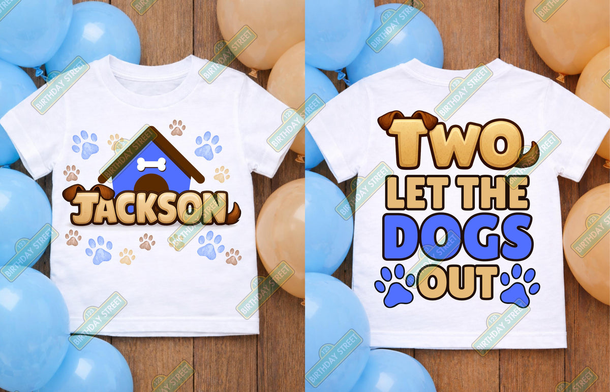 Two Let The Dogs Out Birthday Shirt, 2nd Birthday Dog Theme Shirt, Puppy Birthday Outfit, Custom Name Toddler Shirt, Boy Girl 2nd Birthday T