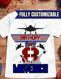 Fighter Jet Birthday Shirt – Custom Name & Age Tee – Airplane Birthday Shirt – Jet Pilot Birthday Party Shirt – Any Age