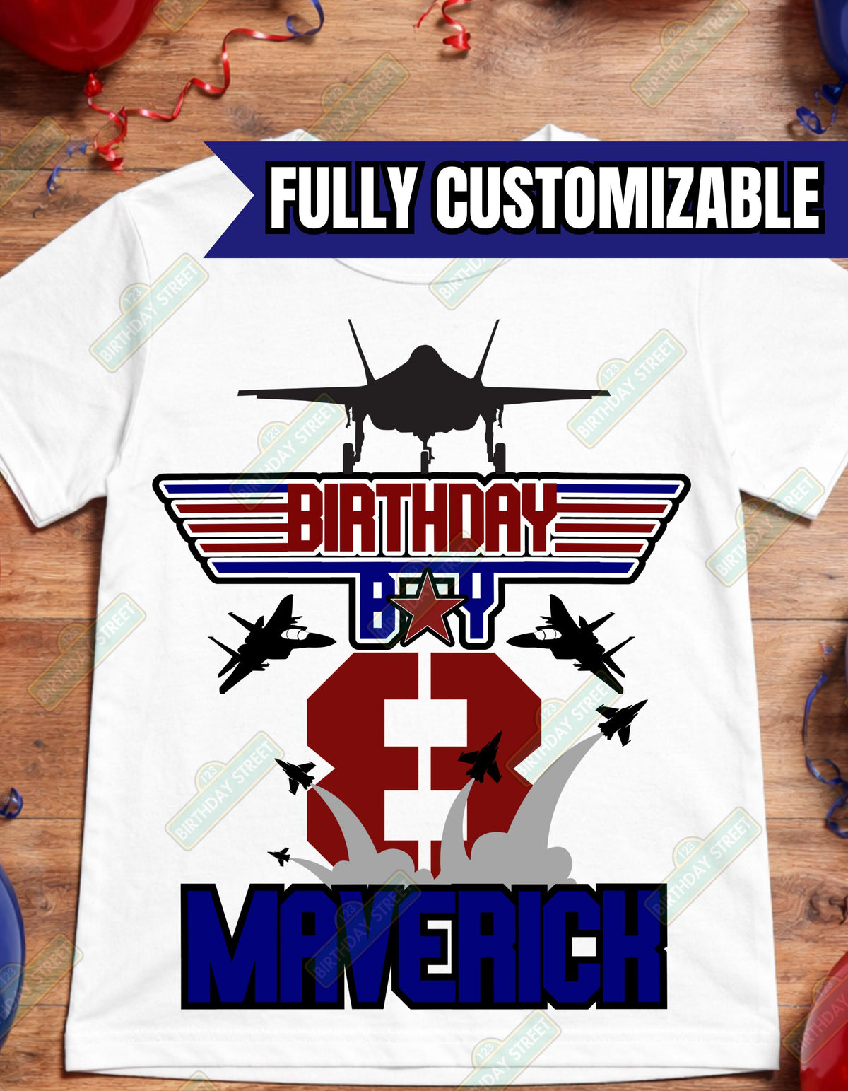 Fighter Jet Birthday Shirt – Custom Name & Age Tee – Airplane Birthday Shirt – Jet Pilot Birthday Party Shirt – Any Age