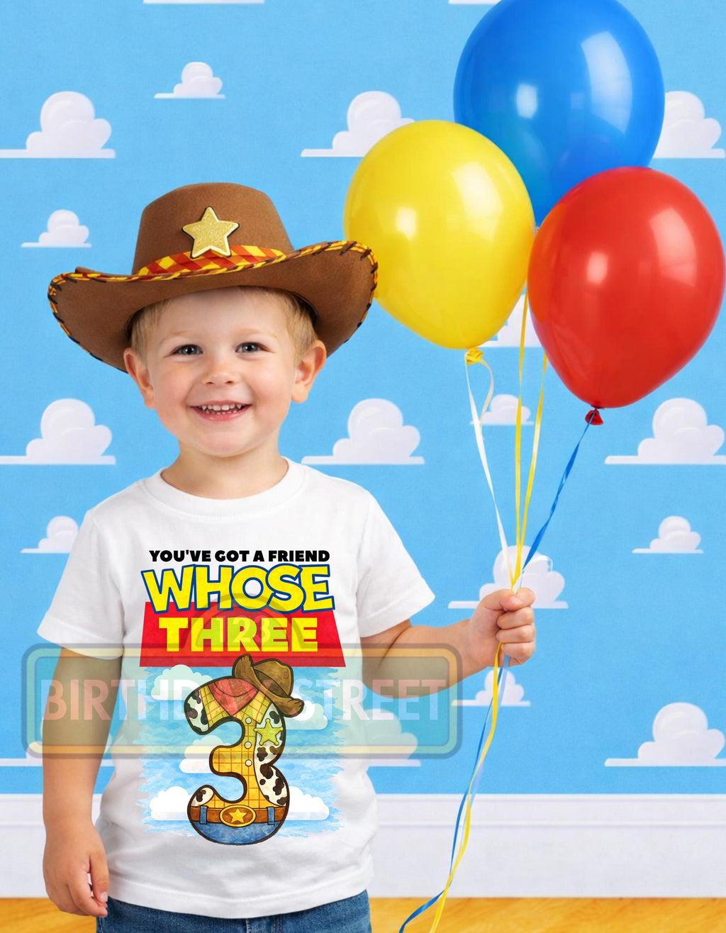 You've Got a Friend Whose Three Custom Birthday Tee - 3rd Birthday Shirt - Custom Name Shirt - Cowboy Birthday Shirt