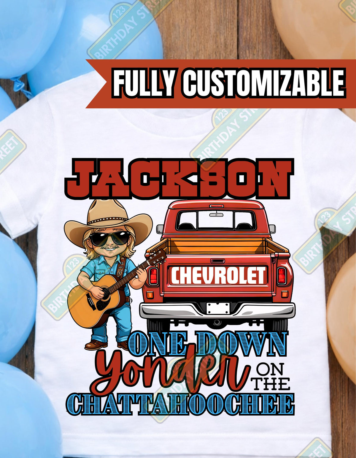 One Down Yonder Chattahoochee 1st Birthday Shirt – Custom Name First Birthday Tee – Country Music Birthday Outfit - Cowboy Birthday Shirt