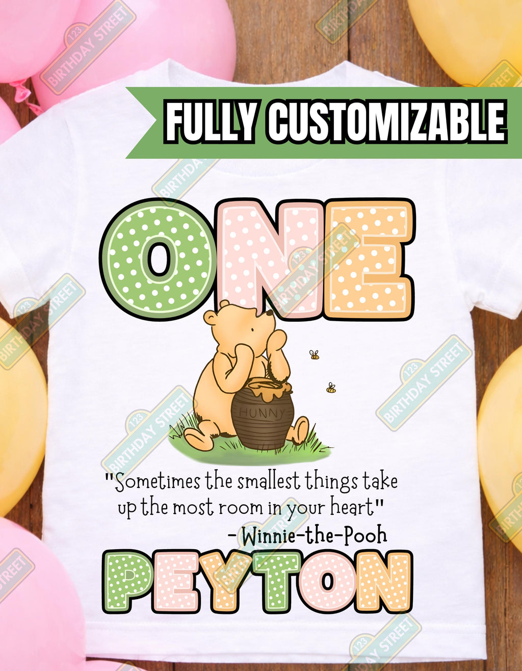 Custom Winnie-The-Pooh Birthday Tee or Onesie - First Birthday Tee - 1st Birthday Shirt - Pooh Shirt - 100 Acre Wood Shirt - Custom Name