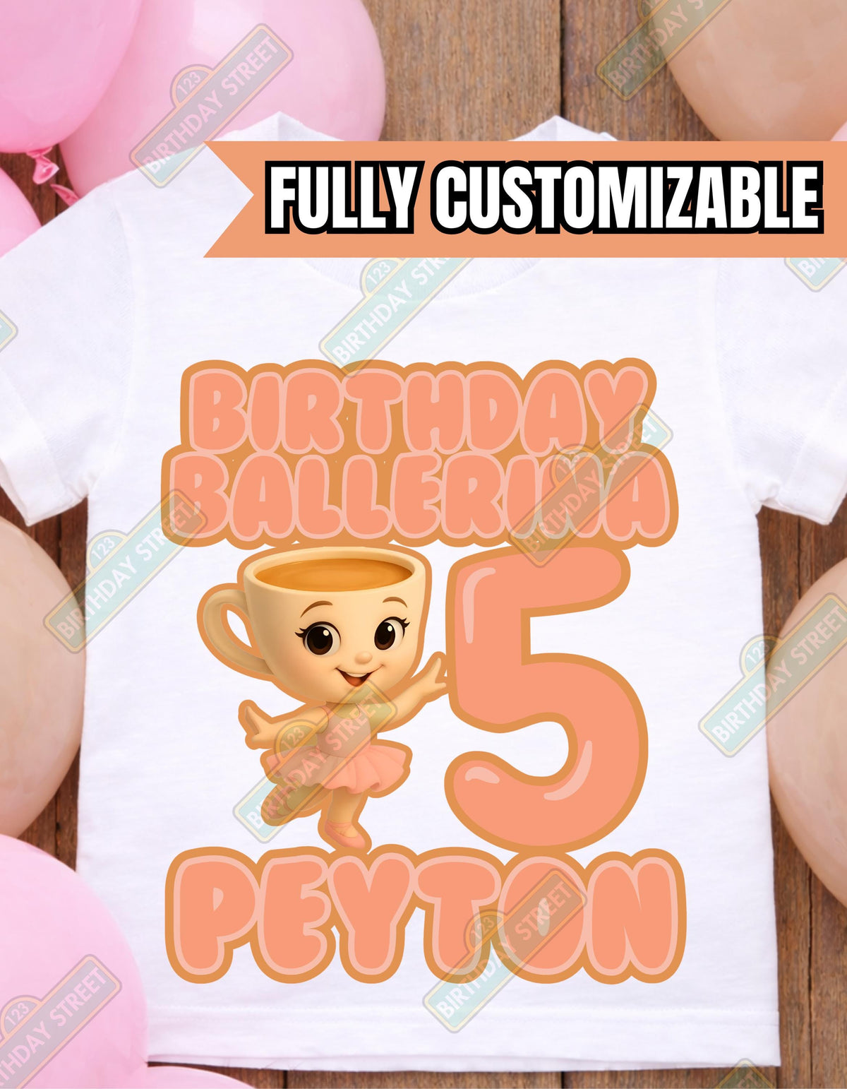 Ballerina Cappuccina Birthday Tee - Dancing Shirt - Custom Name & Age Shirt - Girl Birthday - Ballerina Birthday - Dance Birthday