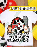 Custom Farm Third Birthday Tee - Three • Eye • Eee • Eye • Ooo - 3rd Birthday Shirt - Animal Birthday Shirt - Custom Name Shirt - Cow Shirt