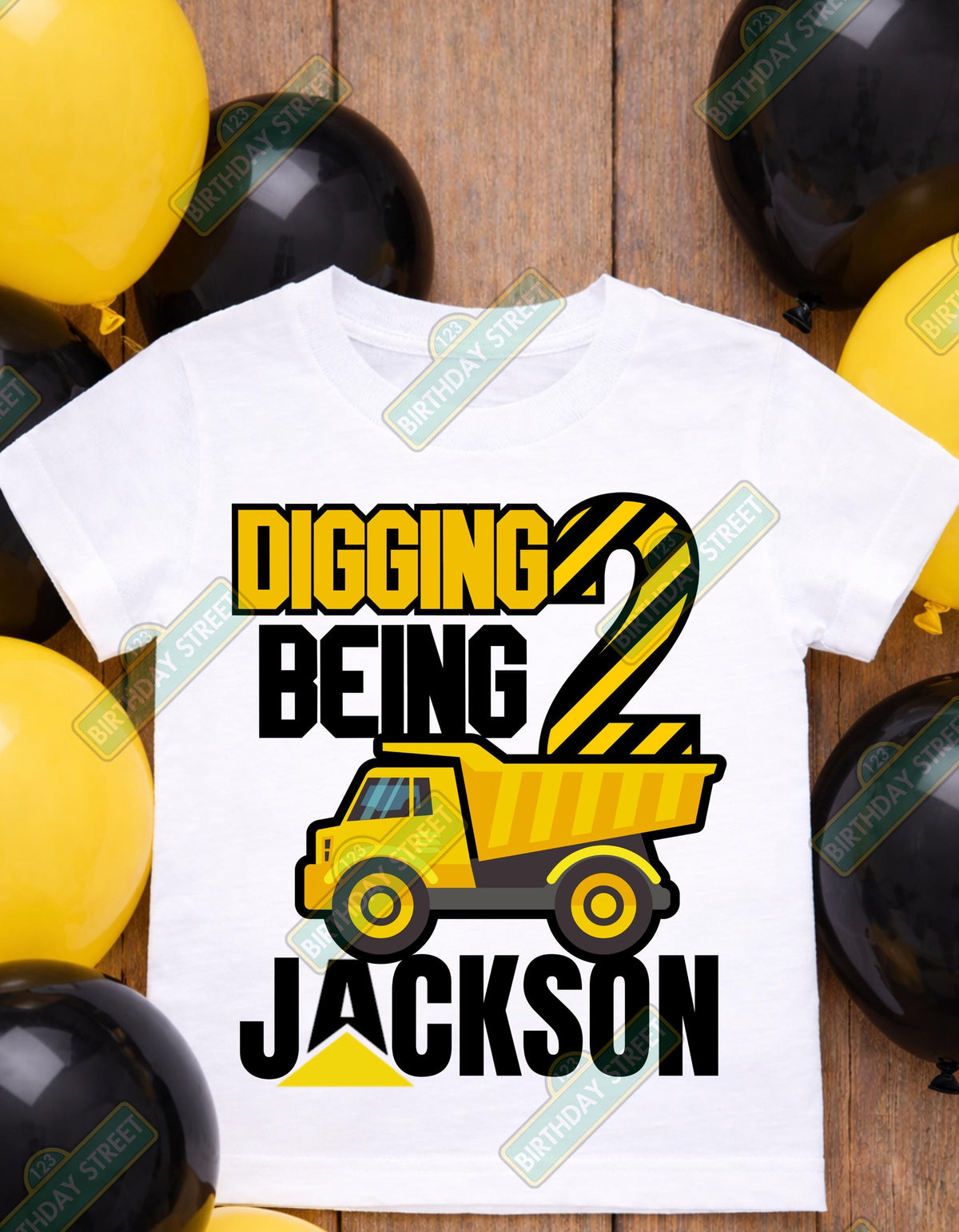 Custom Construction Birthday Tee - Digging Being Shirt - 2nd 3rd 4th 5th Birthday Shirt - Custom Name & Age Shirt - Truck Shirt
