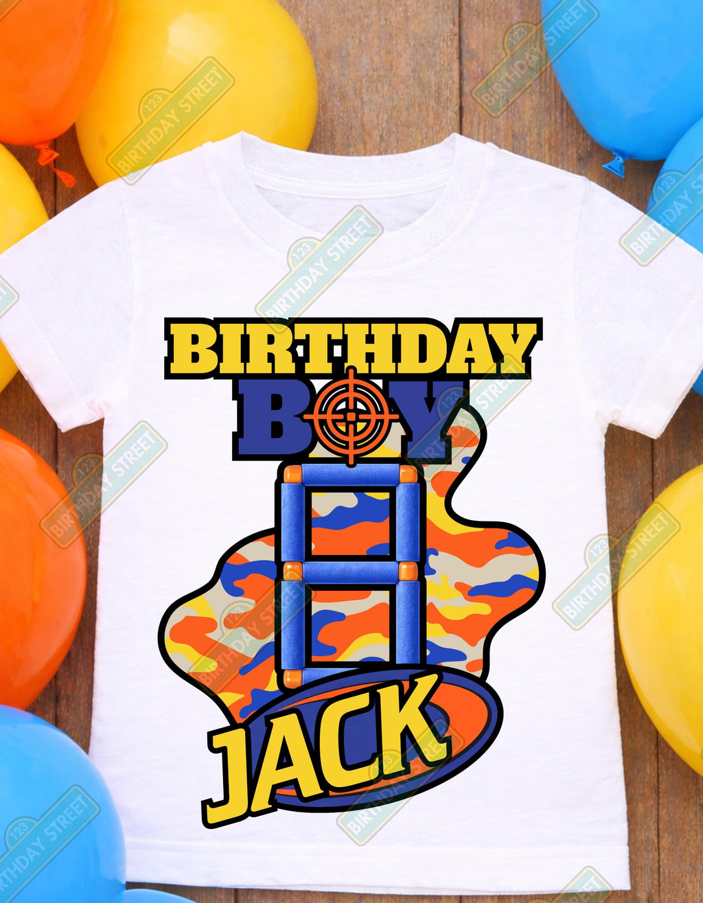 Custom Boys Birthday Tee - Foam Dart Shirt - Custom Name & Age Shirt - Camo Birthday Shirt - Boy Birthday Shirt