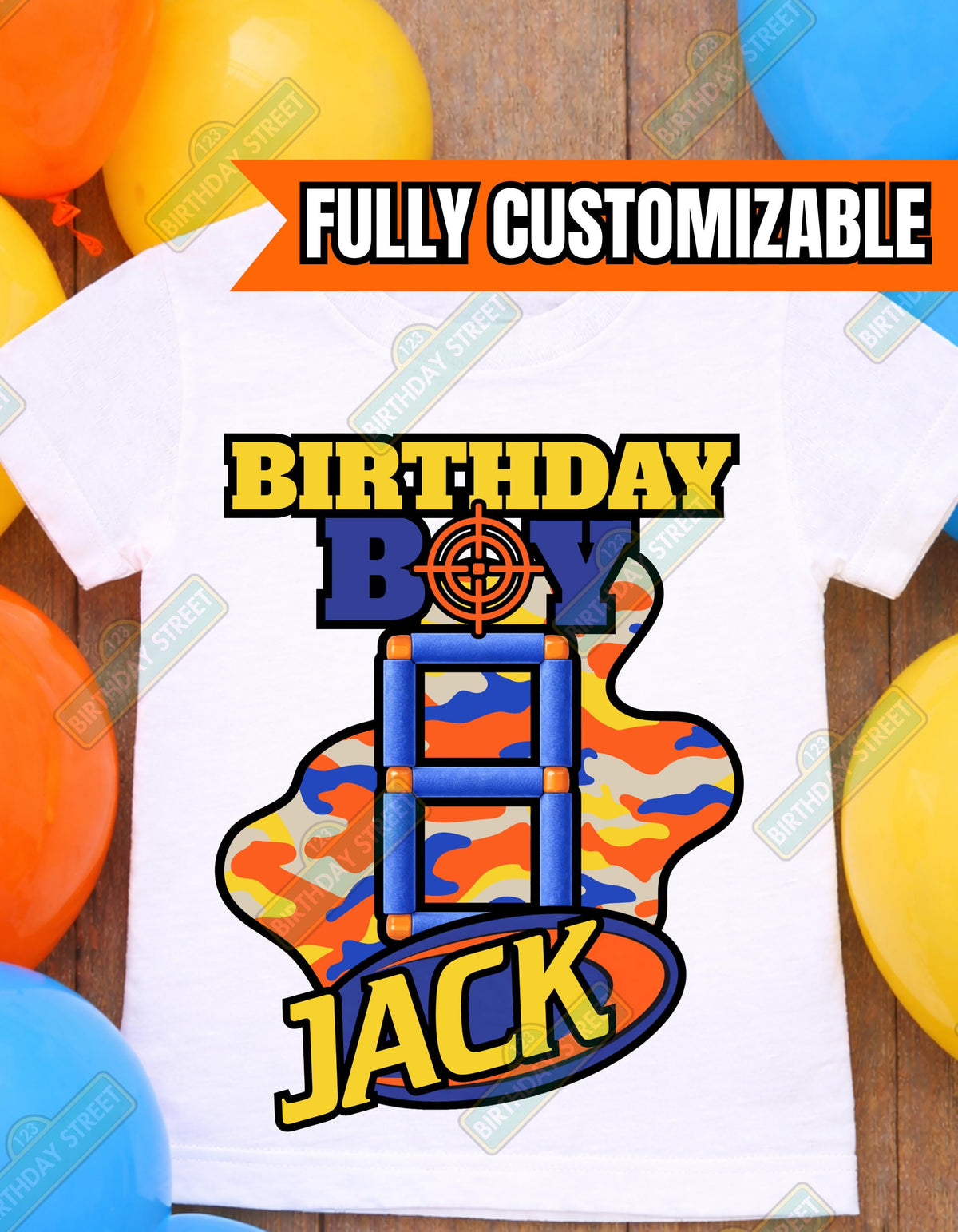 Custom Boys Birthday Tee - Foam Dart Shirt - Custom Name & Age Shirt - Camo Birthday Shirt - Boy Birthday Shirt