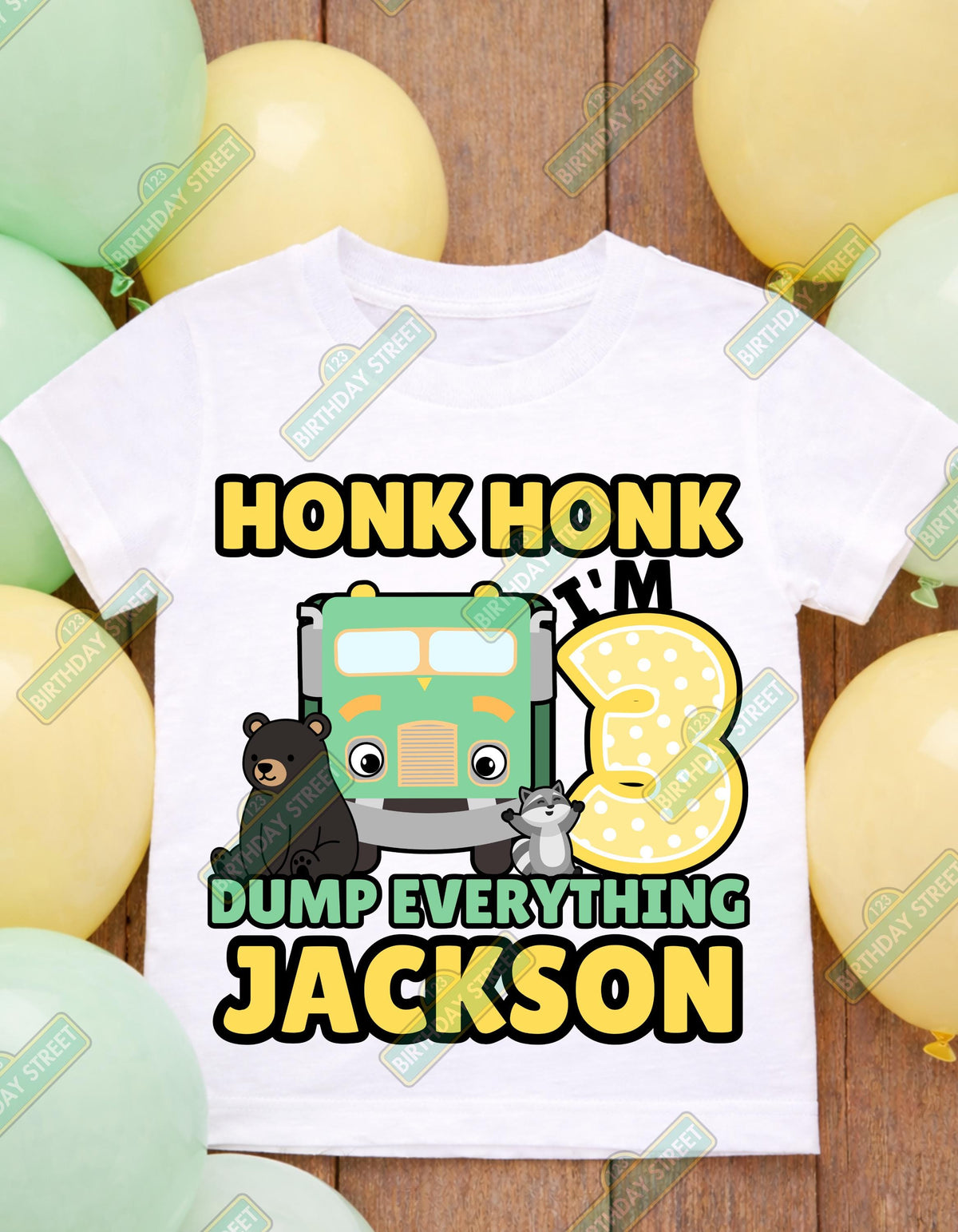 Custom Garbage Truck Birthday Tee - Trash Truck Shirt - Custom Name & Age Shirt - 2nd 3rd 4th 5th Birthday - Truck Birthday Shirt