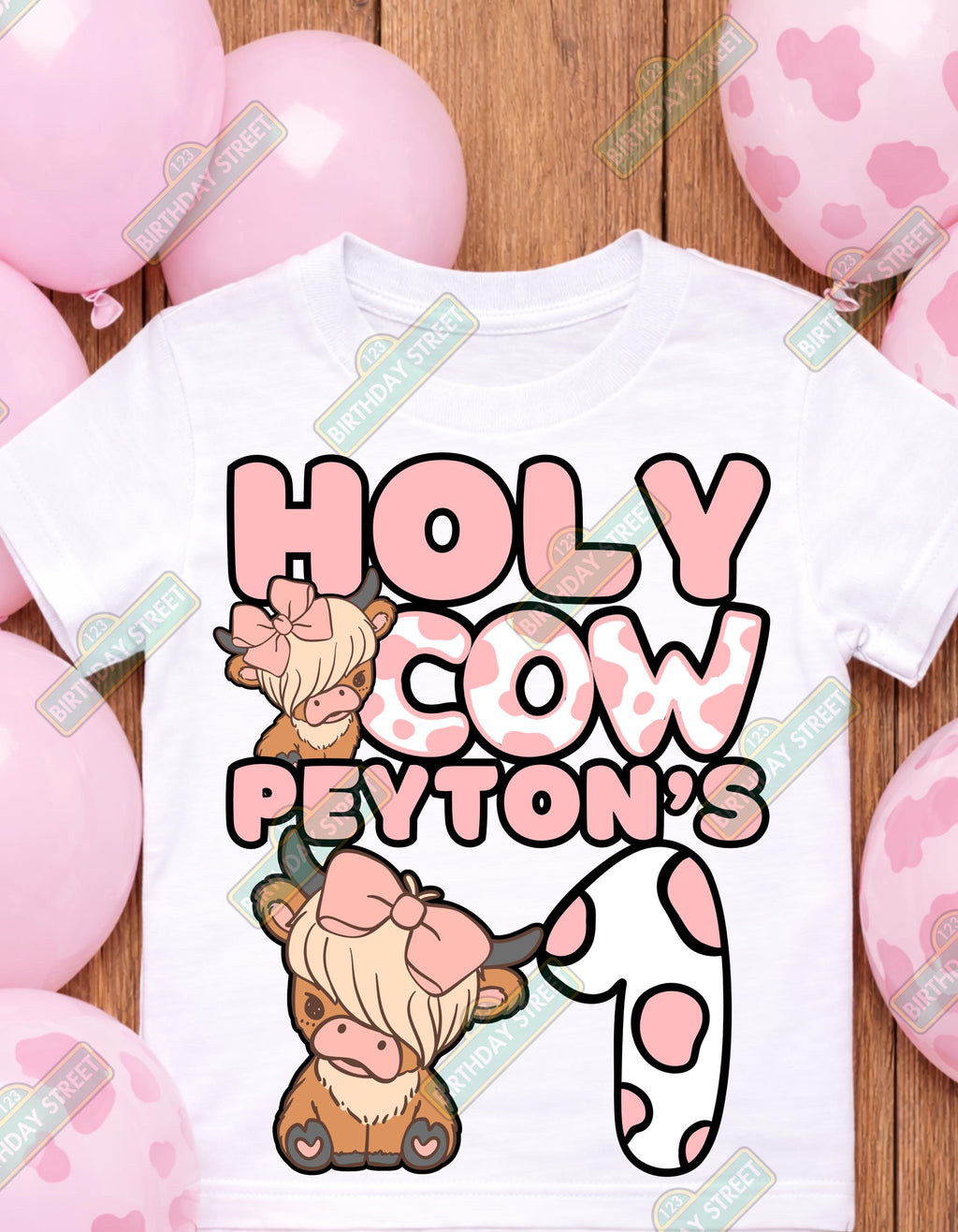 Holy Cow Custom First Birthday Tee or Onesie - 1st Birthday Shirt - Custom Name Shirt- Farm Birthday Shirt - Animal Birthday Shirt