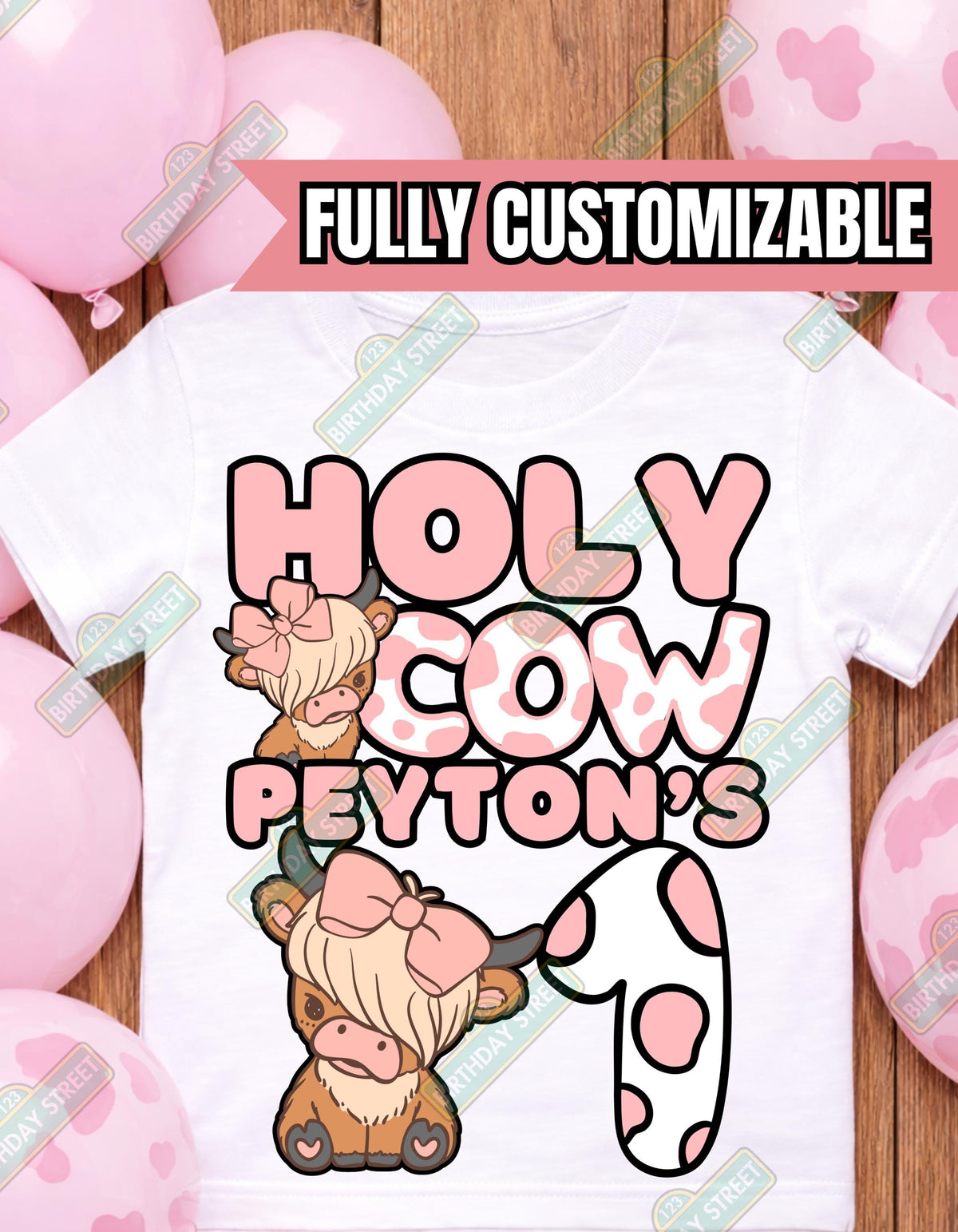 Holy Cow Custom First Birthday Tee or Onesie - 1st Birthday Shirt - Custom Name Shirt- Farm Birthday Shirt - Animal Birthday Shirt