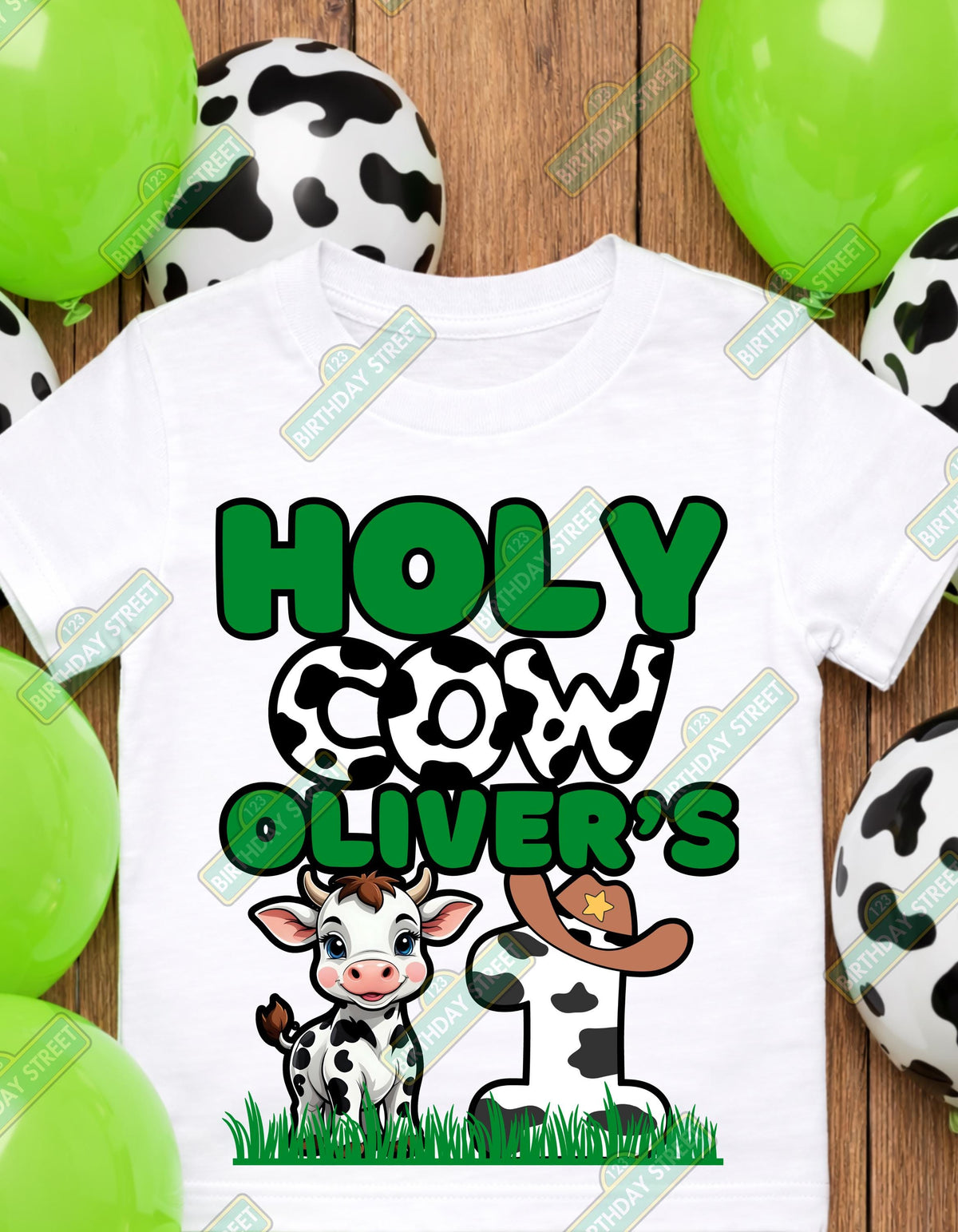 Holy Cow Custom First Birthday Tee or Onesie - 1st Birthday Shirt - Custom Name Shirt- Farm Birthday Shirt - Animal Birthday Shirt