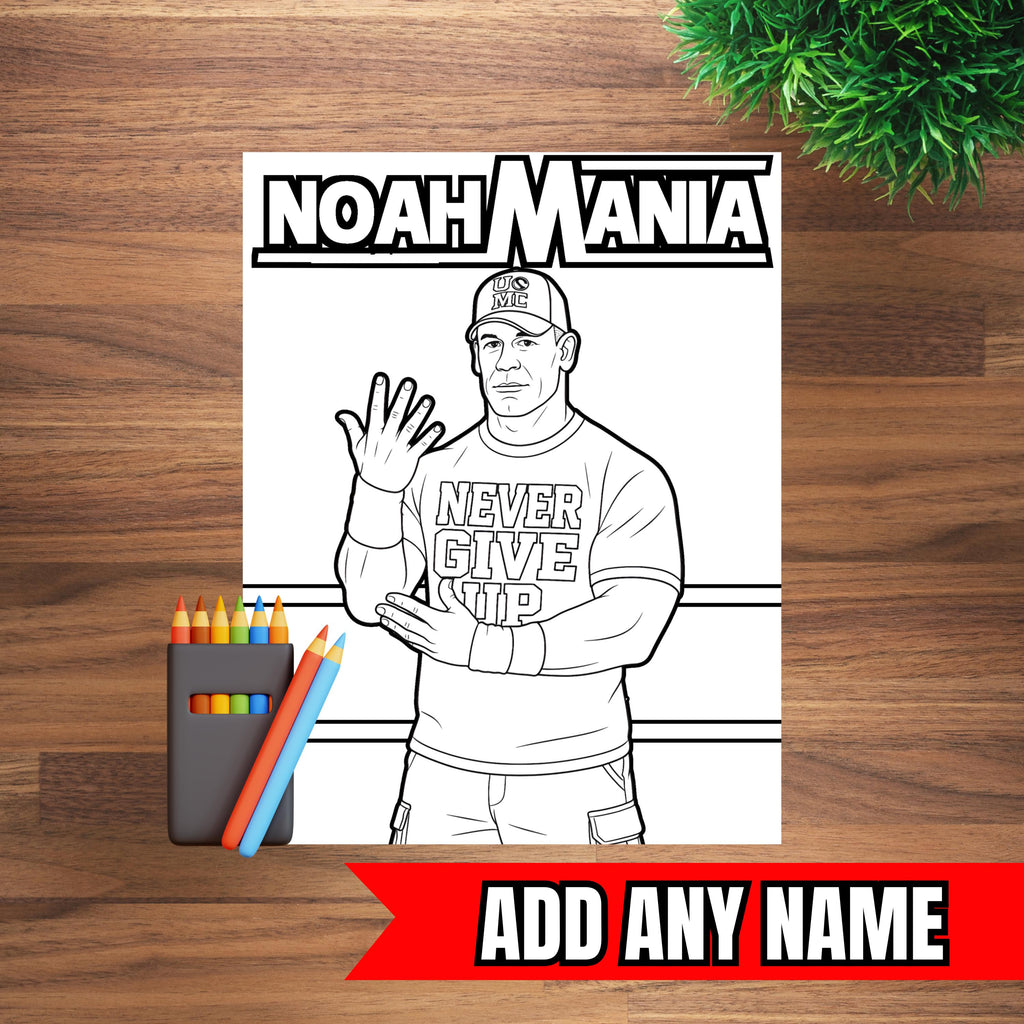 Custom Wrestling Coloring Page - Digital Download