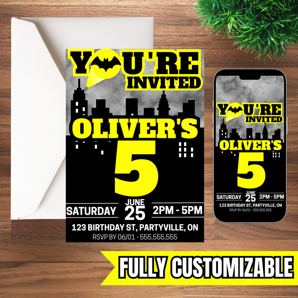 Superhero Birthday Invitation - Superhero Invite - Custom Superhero Invite - Custom Name and Age Invite - Digital File - Printable