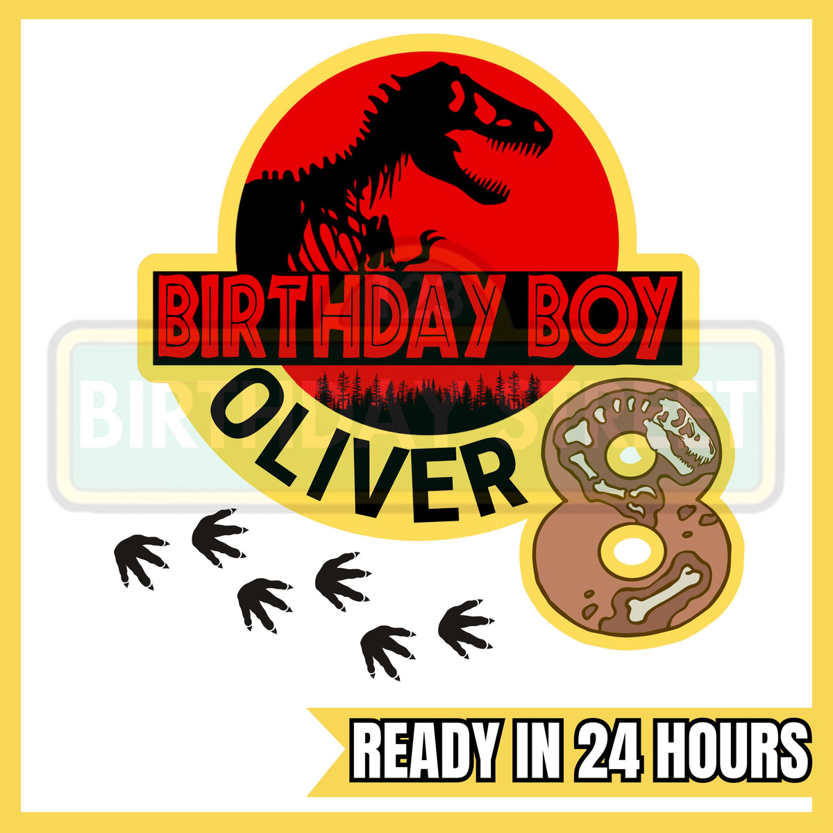 Custom Dinosaur Birthday Digital Shirt File PNG - Dino File - TREX File - Custom Name & Age File - Digital File