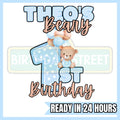 Custom Beary First Birthday Digital File PNG - 1st Birthday File - Bear Birthday File - Custom Name File - Animal File - Digital File