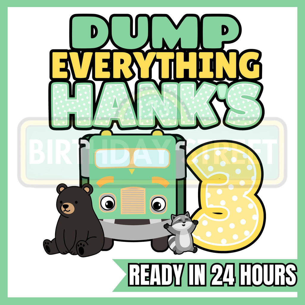 Custom Garbage Truck Birthday File PNG - Trash Truck Shirt File - Custom Name & Age File - 2nd 3rd 4th 5th Birthday - Digital File