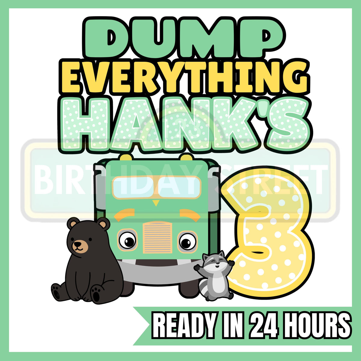 Custom Garbage Truck Birthday File PNG - Trash Truck Shirt File - Custom Name & Age File - 2nd 3rd 4th 5th Birthday - Digital File