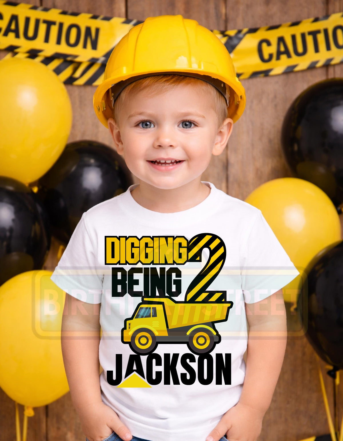 Custom Construction Birthday Digital File - Digging Being Digital File PNG - Custom Name & Age File - Custom Birthday File - Digital File