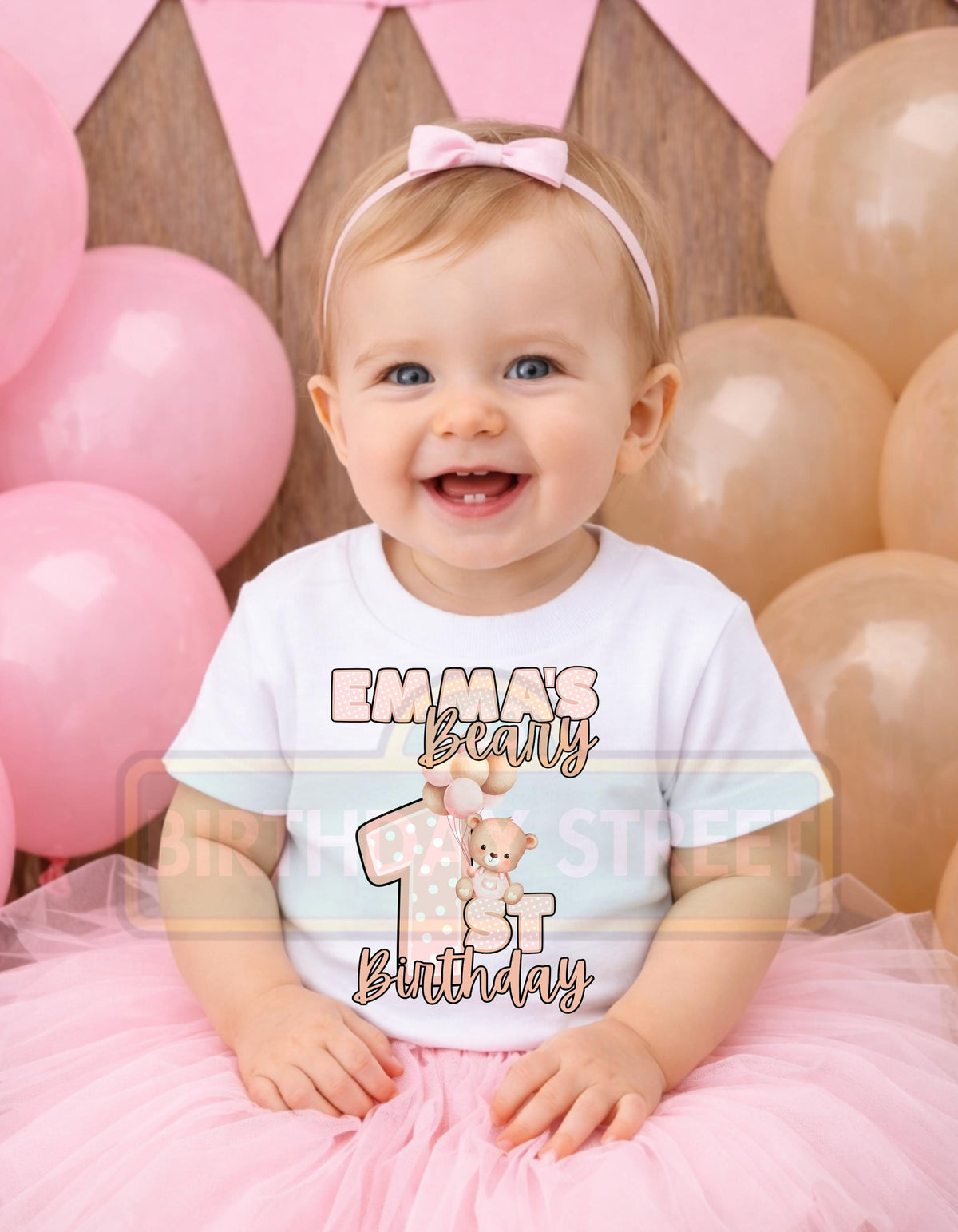 Custom Beary First Birthday Digital File PNG - 1st Birthday File - Bear Birthday File - Custom Name File - Animal File - Digital File