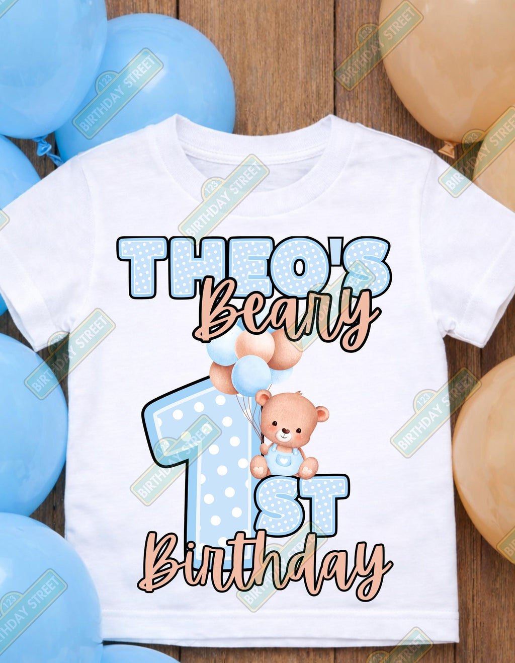 Custom Beary First Birthday Digital File PNG - 1st Birthday File - Bear Birthday File - Custom Name File - Animal File - Digital File