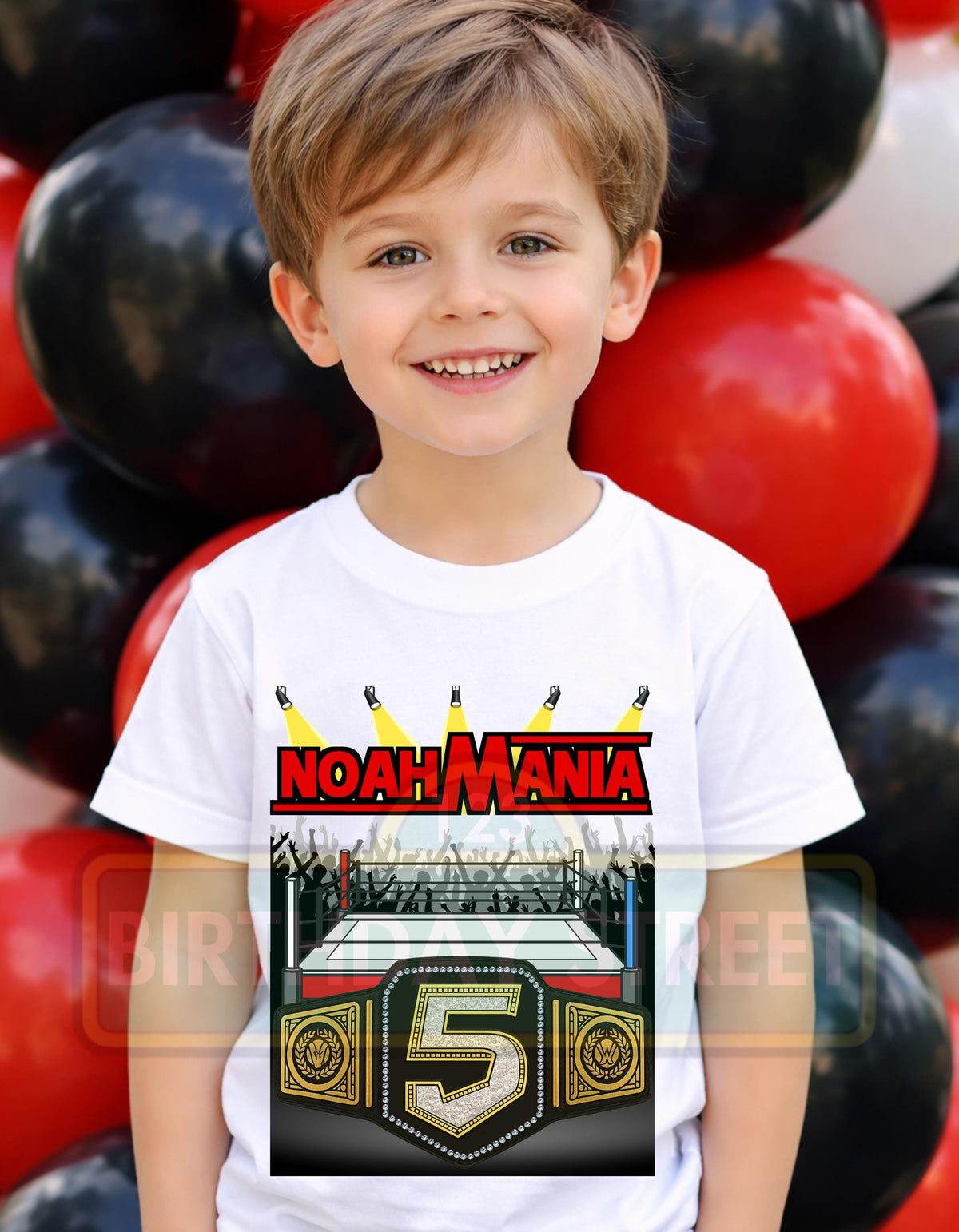 Wrestling Birthday Shirt PNG – Custom Name Age Wrestling Birthday Design – Kids Wrestling Party Shirt Digital Download