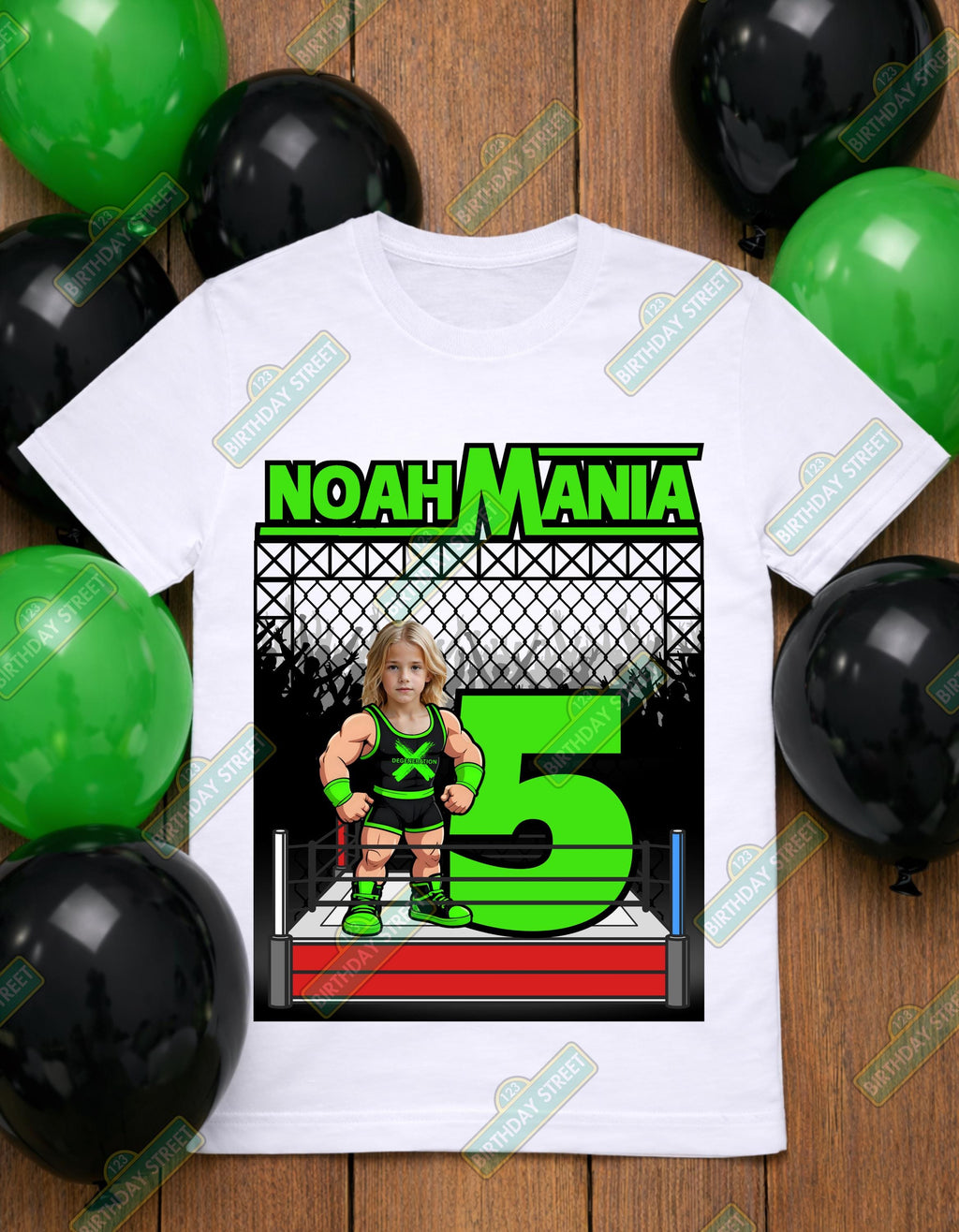 Custom Wrestling Birthday Shirt with Photo | Personalized Kids Birthday Tee | Champion Birthday Shirt | Any Age Boy or Girl