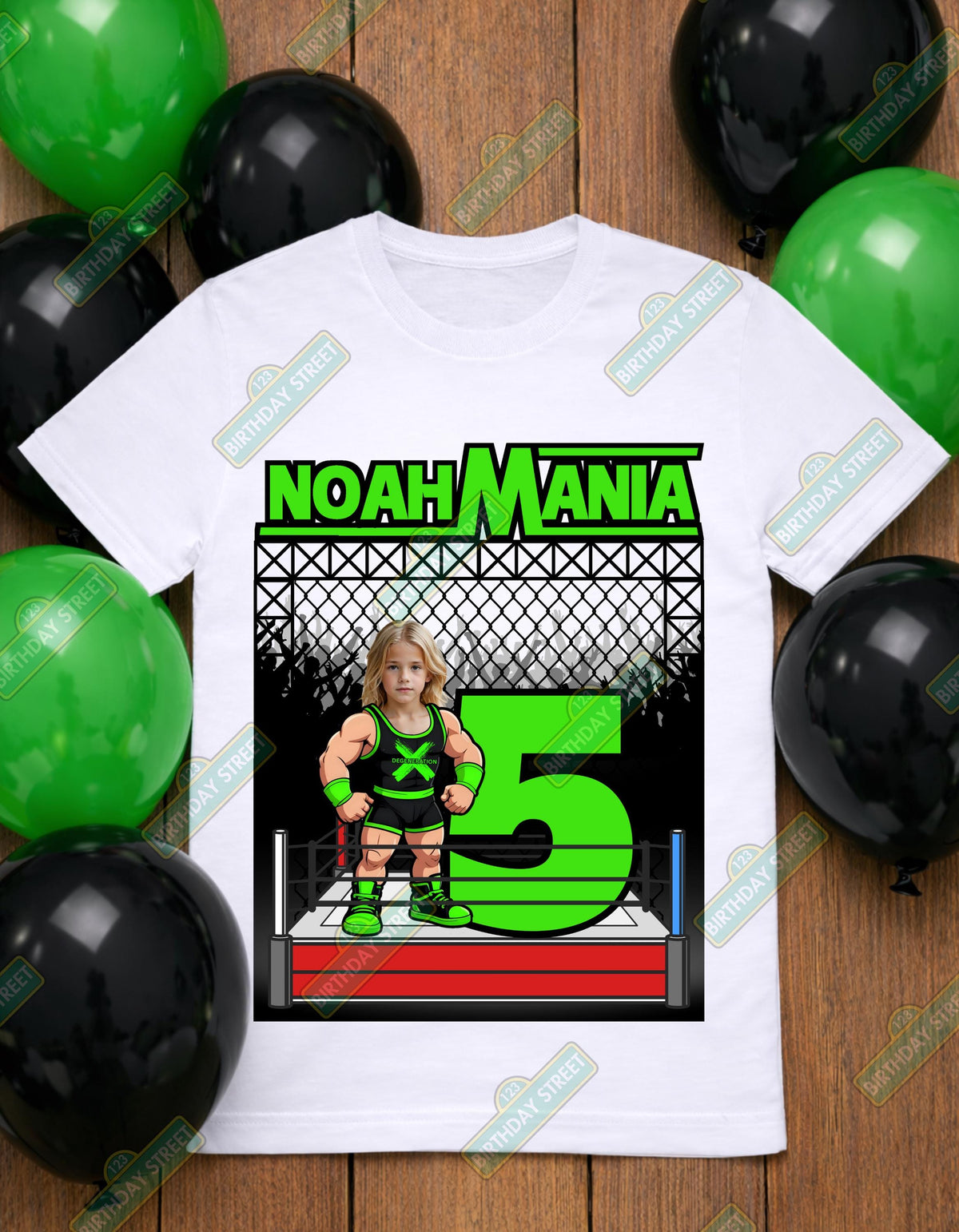 Custom Wrestling Birthday Shirt with Photo | Personalized Kids Birthday Tee | Champion Birthday Shirt | Any Age Boy or Girl