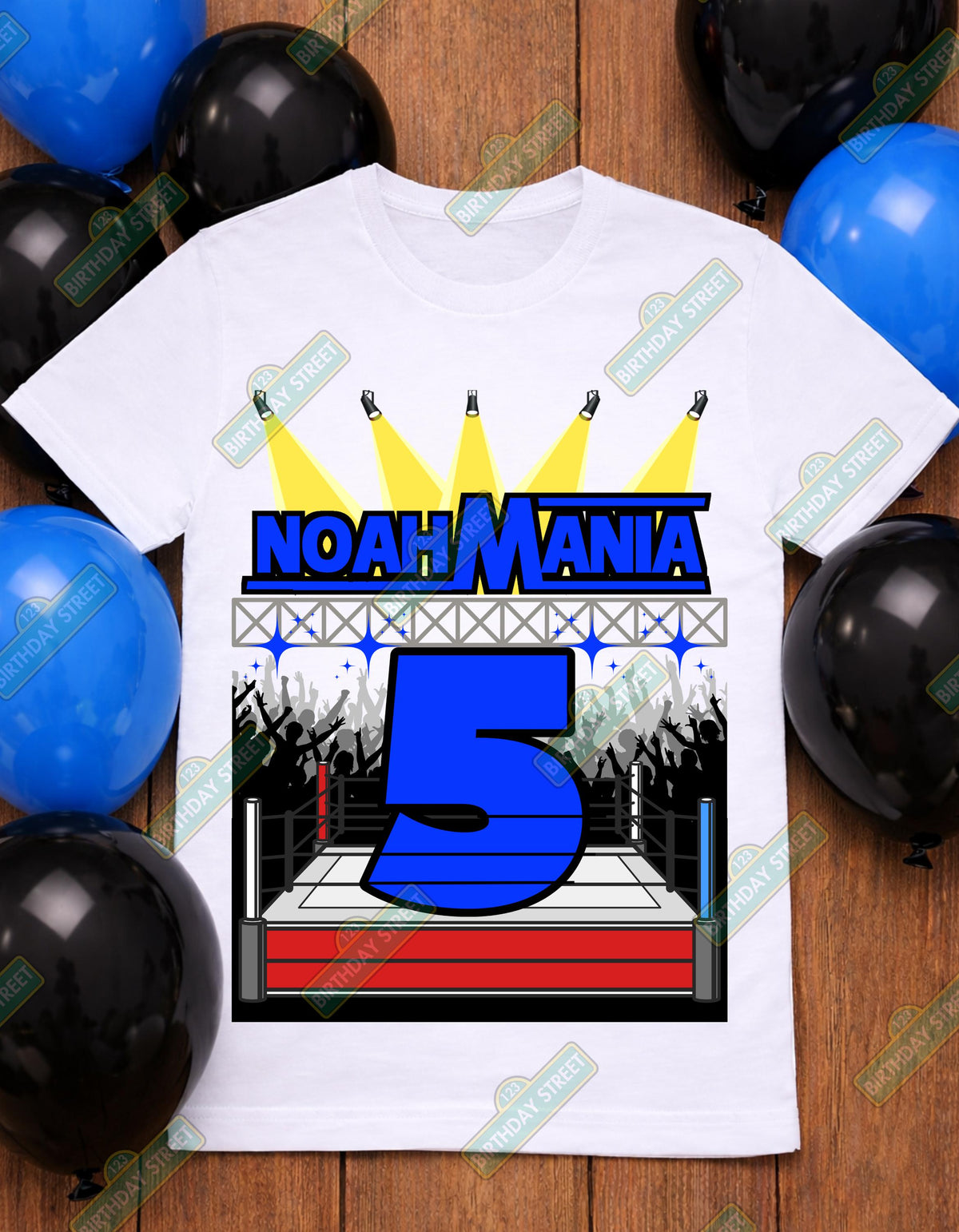 Wrestling Birthday Shirt, Custom Name Age Birthday Mania Tee, Kids Wrestling Party Shirt