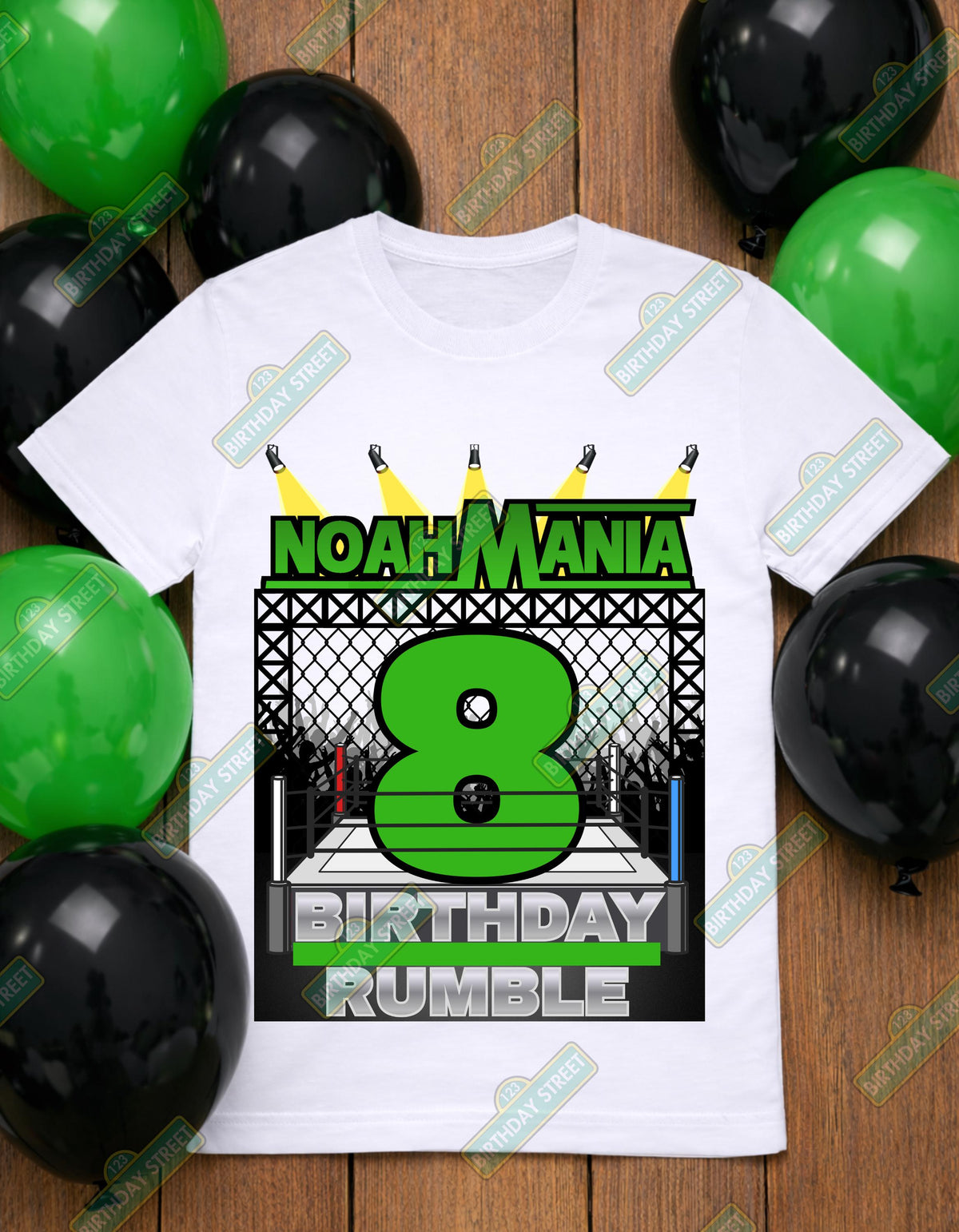 Wrestling Birthday Shirt, Custom Name Age Birthday Rumble Tee, Kids Wrestling Party Shirt