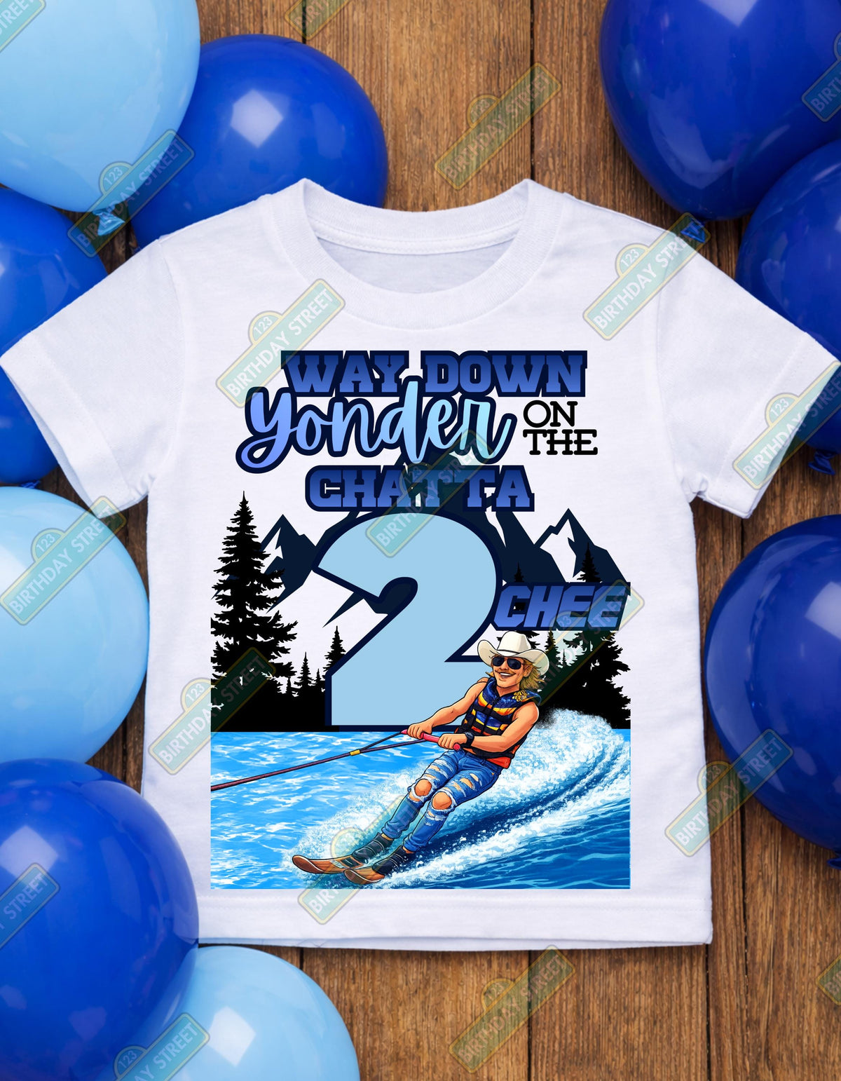 Custom Chatta-Two-Chee Tee - Way Down Yonder on the Chattahoochee Birthday Shirt – River Birthday Shirt – Waterski Birthday Party Tee