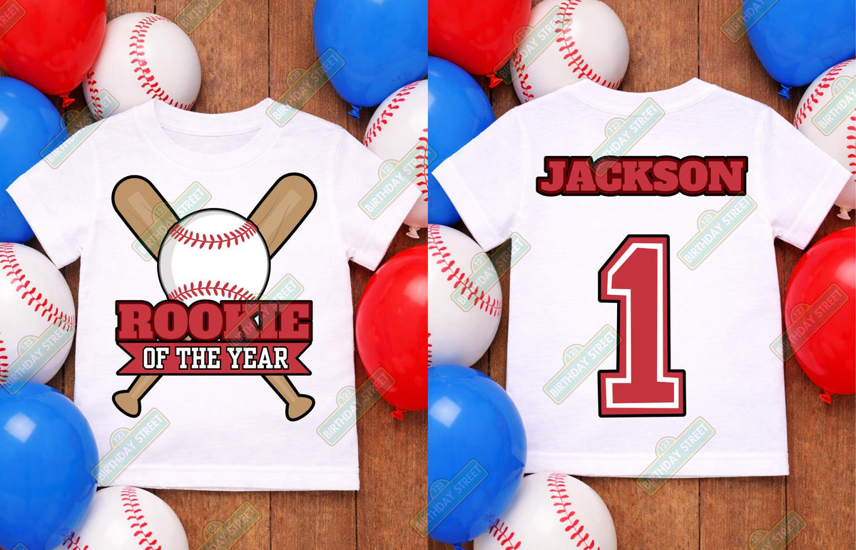 Rookie of the Year Custom Baseball Birthday Tee - 1st Birthday Shirt - Baseball Shirt - Custom Name Shirt - Custom Birthday Shirt