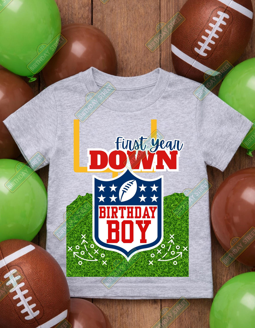 First Year Down Custom Football Birthday Tee - 1st Birthday Shirt - Football Birthday Shirt - Custom Name Shirt - 1st Down Shirt